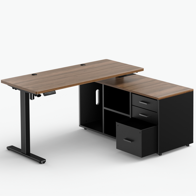 Executive Standing Desk with Storage Cabinet