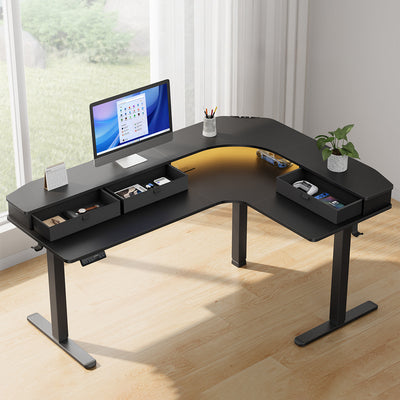 Large L-Shaped Standing Desk with Storage